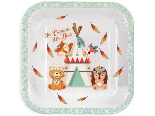 Assiette deco bapteme foret