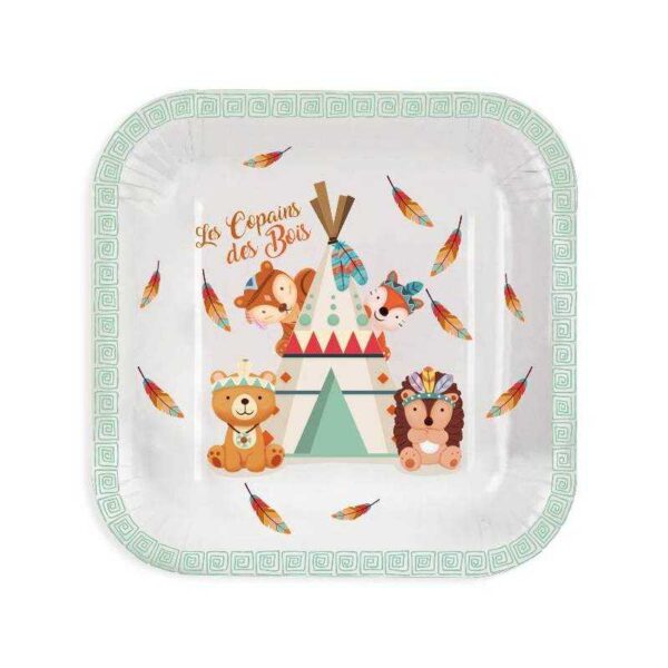 Assiette deco bapteme foret