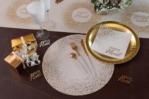 Set de table - Scintillant- Blanc et doré - Lot de 6