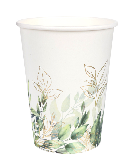 gobelet feuillage vert et or