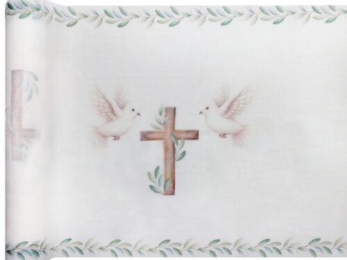 chemin de table communion croix et colombes