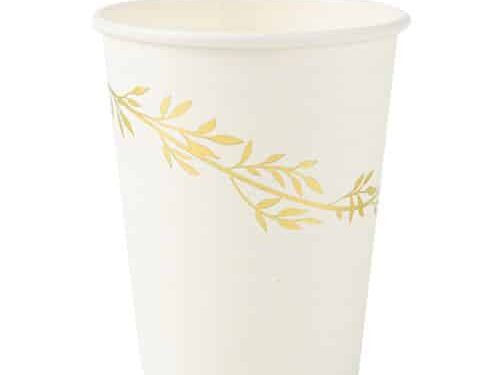 gobelet blanc feuillage or