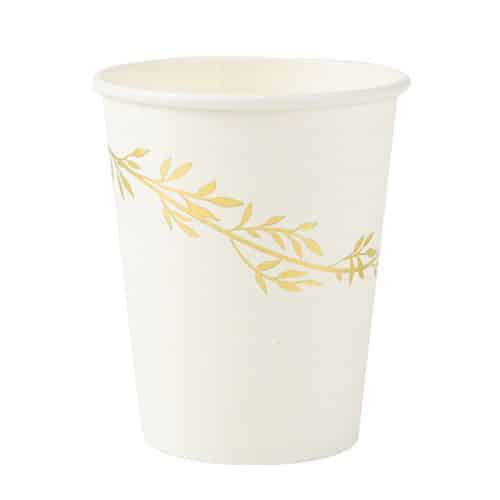 gobelet blanc feuillage or