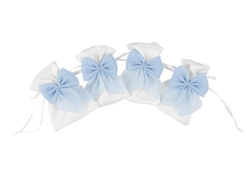 Pochon à dragées satin – Noeud bleu Pochon à dragées satin - Noeud bleu