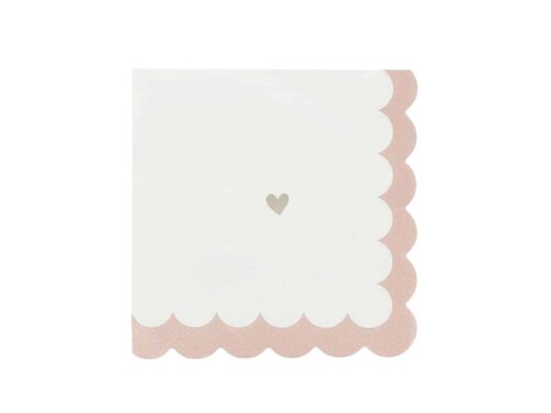 serviette rose blanc et or coeur
