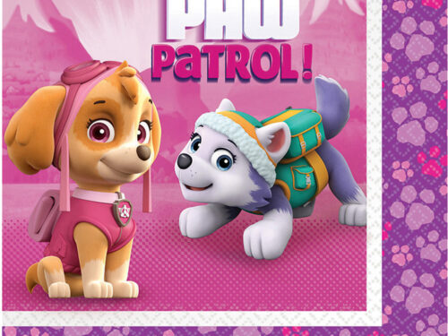 Serviette anniversaire Pat'Patrouille rose