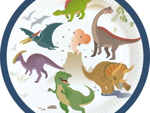 Assiette carton anniversaire dinosaure