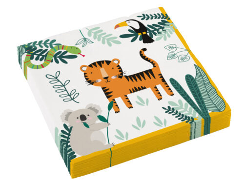Serviettes papier anniversaire jungle