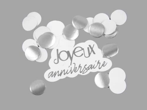 confettis joyeux anniversaire Argenté