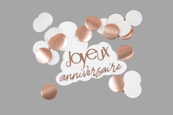 confettis joyeux anniversaire Rose Gold