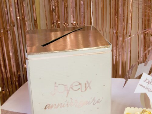 Urne joyeux anniversaire Rose Gold tirelire