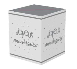 Tirelire anniversaire urne joyeux anniversaire blanc et argent