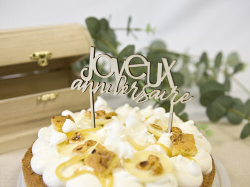 Décor de gâteau "Joyeux Anniversaire" - Bois