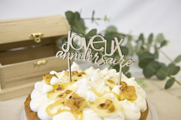 Décor de gâteau "Joyeux Anniversaire" - Bois