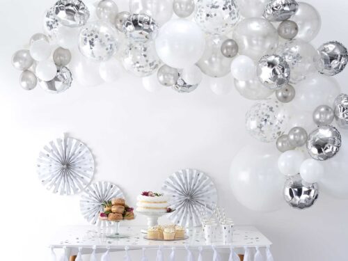 Arche de ballon blanc et argent