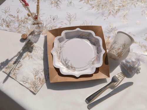 Assiette bohème motif feuillage