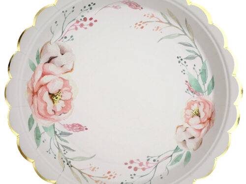 Assiette fleurie liseré Or
