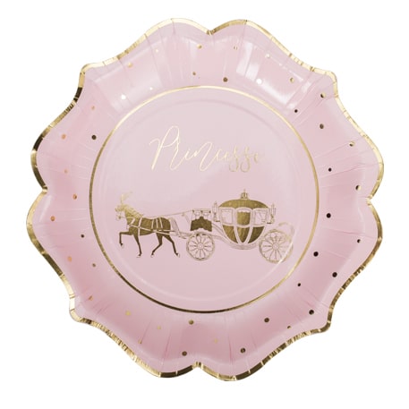 Assiettes princesse Rose et Or - Lot de 8