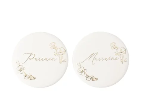 BADGES PARRAIN MARRAINE CREME ET OR