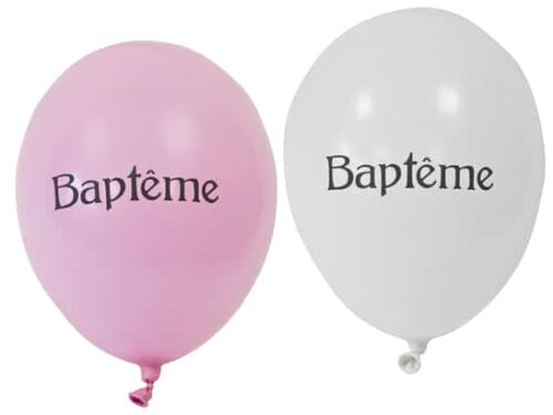 Ballon imprimé "Baptême" Rose