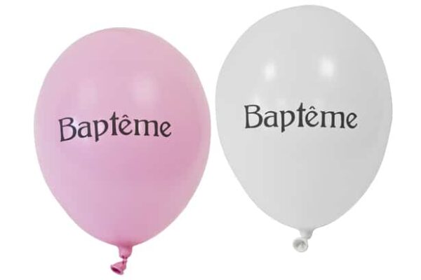 Ballon imprimé "Baptême" Rose