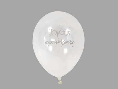 ballon transparent joyeux anniversaire argent