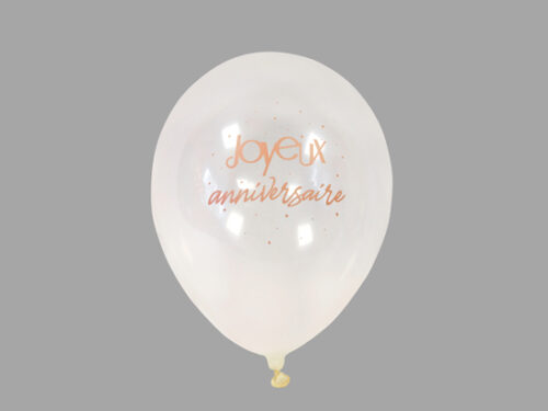 ballon transparent joyeux anniversaire rose gold