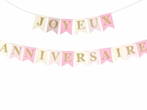 Guirlande Joyeux anniversaire Rose et Or