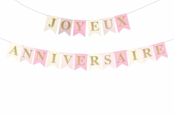 Guirlande Joyeux anniversaire Rose et Or