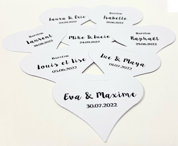 Etiquette à dragées cœur blanc