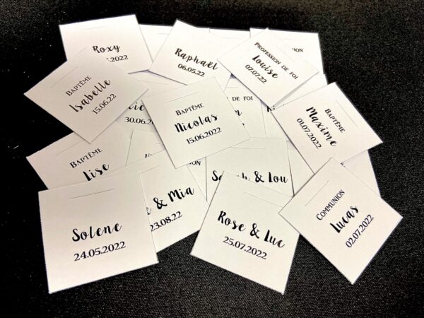 Etiquette à dragées carrée blanche