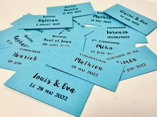 Bleu ciel Etiquette à dragées rectangle bleu ciel