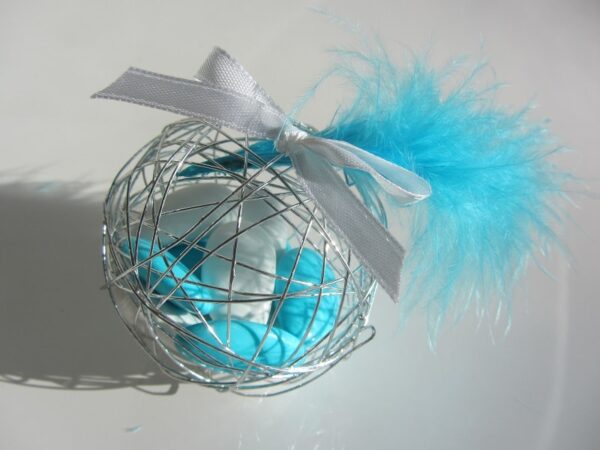 Boule métallique à dragées argenté - communion