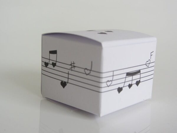 Boite à dragées musique cube - Blanc -Lot de 10