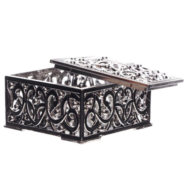 Boite a dragées carre arabesque argente