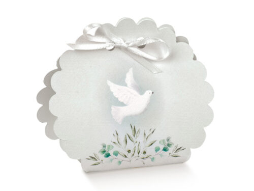 Boite a dragees colombe vert sauge