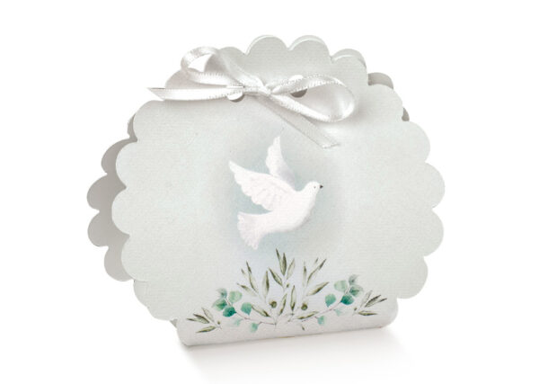 Boite a dragees colombe vert sauge