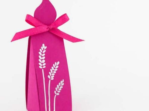 Boite à dragées Communion - Bougie - Fuchsia / Argent - Lot de 10