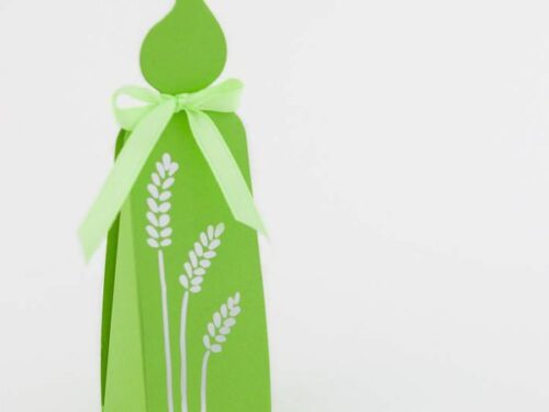 Boite à dragées communion - Bougie Vert/Argent -Lot de 10