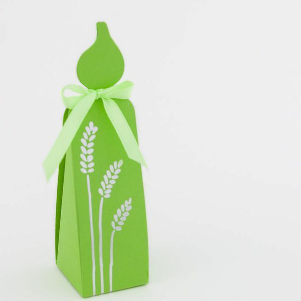 Boite à dragées communion - Bougie Vert/Argent -Lot de 10