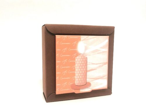 contenant à dragees communion cierge marron