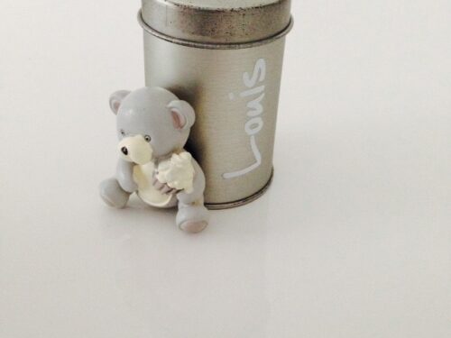 Ours aimanté sur boite métallique cylindrique