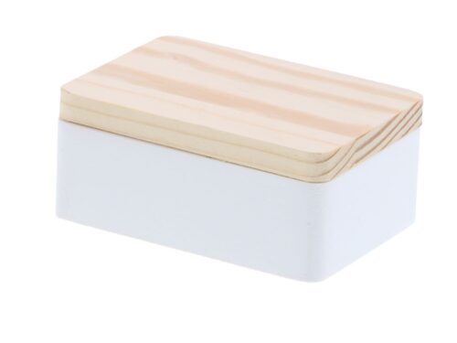 Boite a dragées en bois blanc et naturel