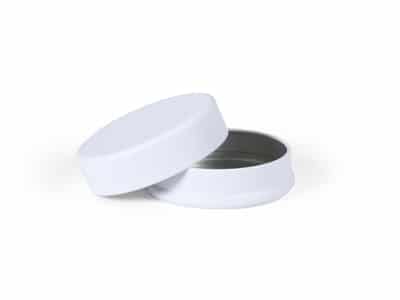 Boite à dragées en métal ronde blanche