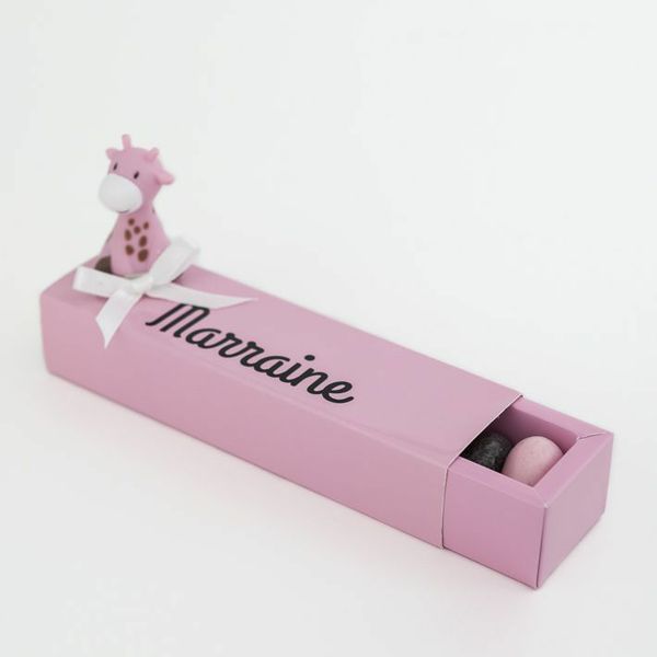 Boite à dragées coulissante rose