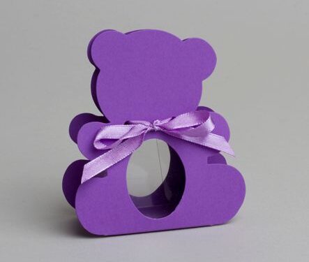 Boite a dragees ourson violet