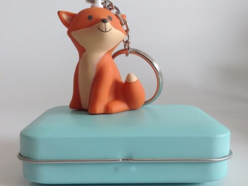 Dragées renard : porte-clés avec boite rectangle