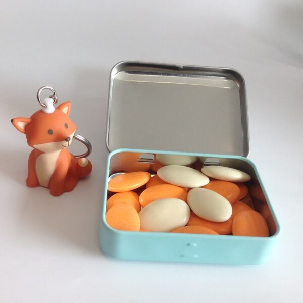 Dragées renard : porte-clés avec boite rectangle