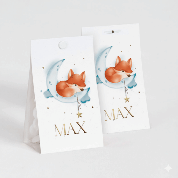 Boite a dragees renard personalisée