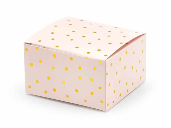 Boite a dragees rose poudre a pois or